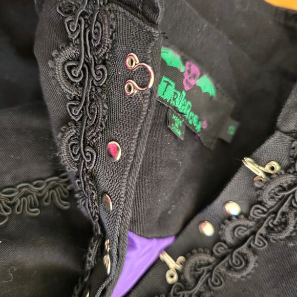 Tripp NYC Steampunk Gothic Black Knee Length Trench Coat Black Size S Small - Picture 9 of 12